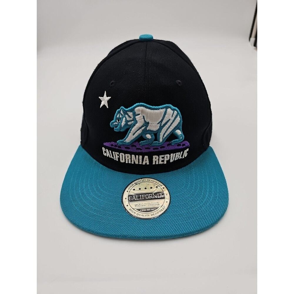 California Republic Cali Caps Black/Blue SnapBack - Preowned - C1
